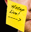 Sticky Navigation - Home - Hillary Step Live Link - Yellow Postit Note with Black Writing