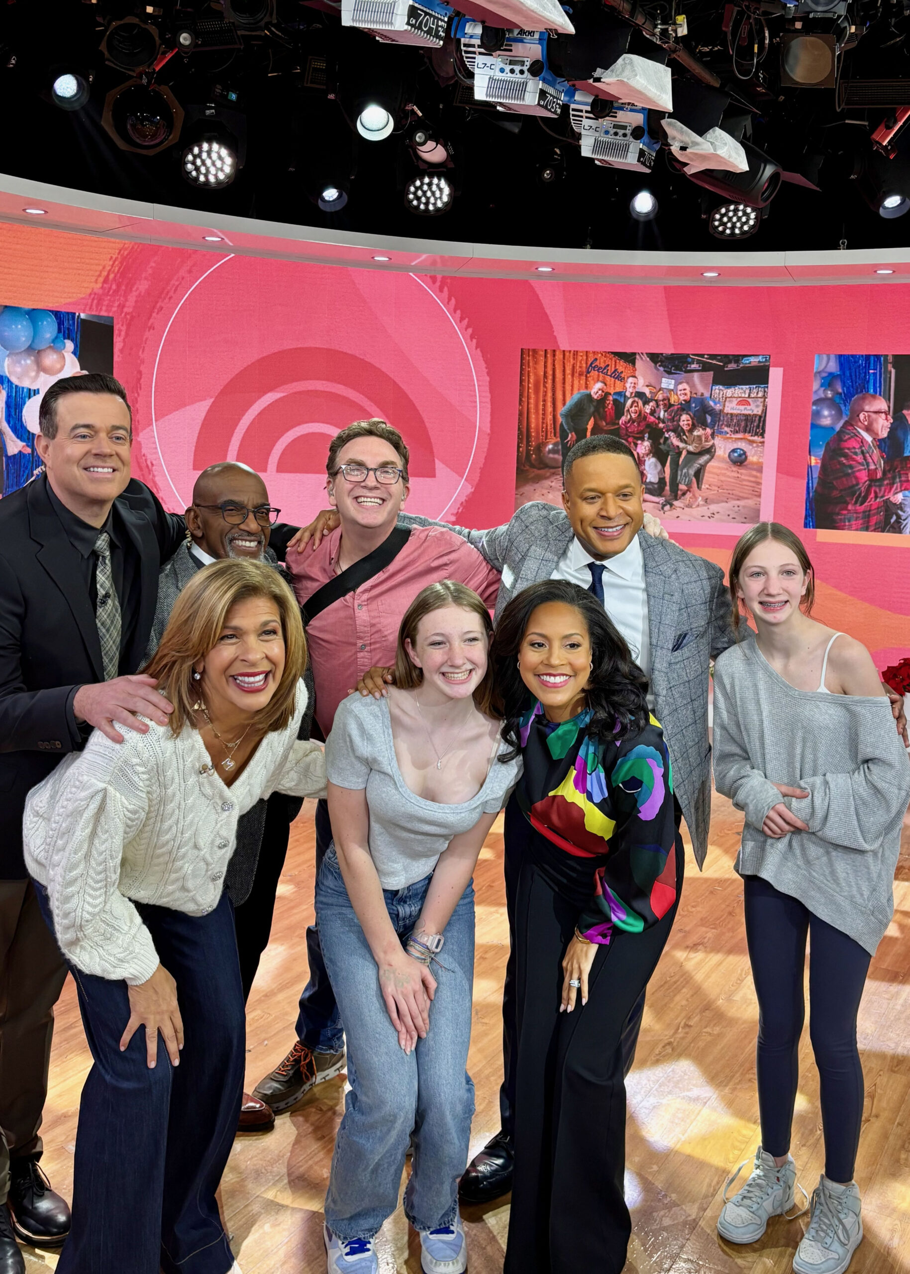 Rob and daughters posing with Today Show Cast